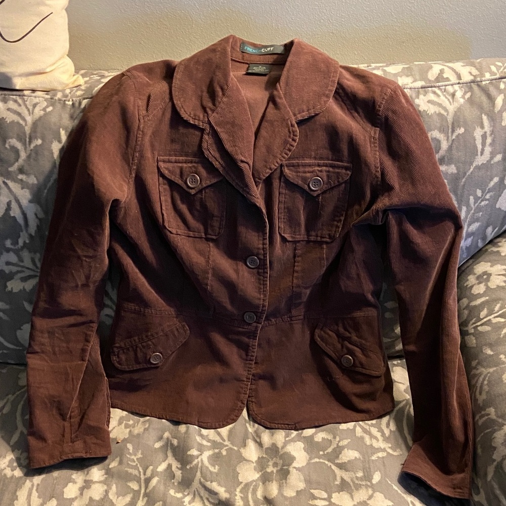 French Cuff Chocolate Brown Corduroy Jacket